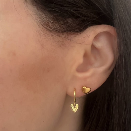30E3309G - Mini Heart Stud Earrings, Gold