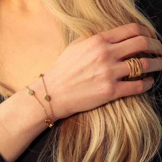 30B2103G - Layered Heart Charm Bracelet, Gold