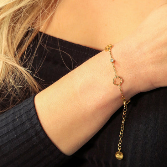 30B2028G - Golden Clover Charm Bracelet