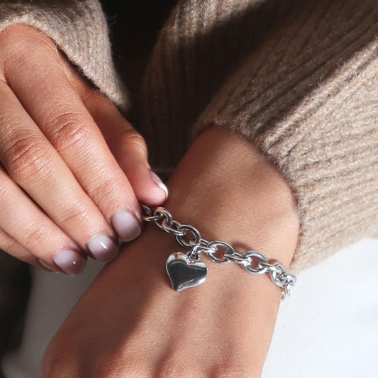 30B2205 - Chloe Heart Chunky Bracelet, Silver