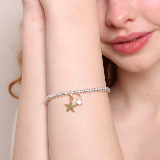 30B2606 - Star & Birthstone Beads Bracelet