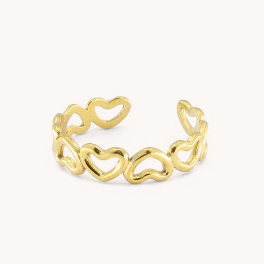 30R5171G - Linked Heart Ring, Gold