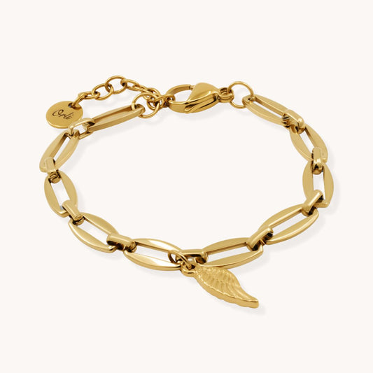 30B2813G - Angel Wing Long Link Bracelet, Gold