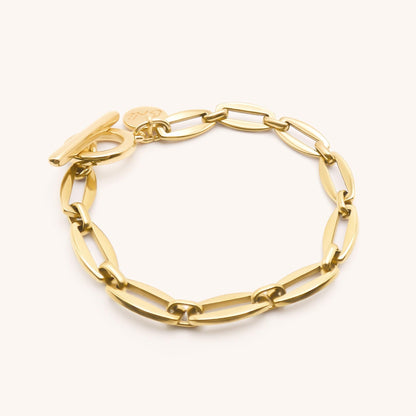 30B2847G - Long Link T-Bar Bracelet, Gold
