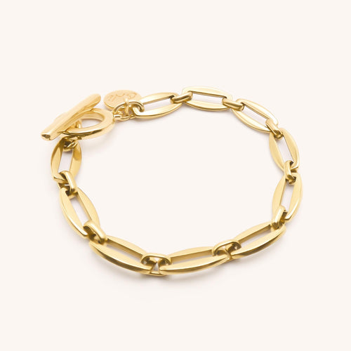 30B2847G - Long Link T-Bar Bracelet, Gold