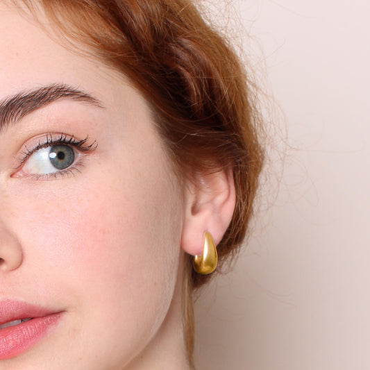 30E3343G - Chunky Half Hoop Earrings, Gold