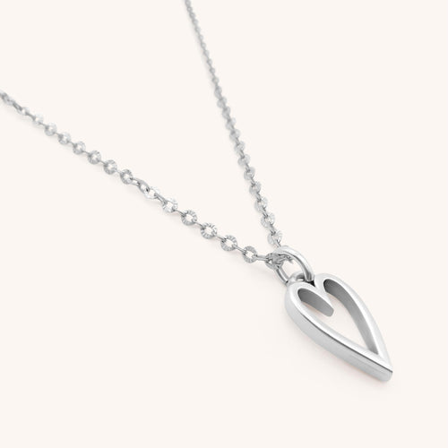 30N1605 - Mini Open Heart Fine Necklace, Silver