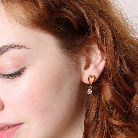 30E3302G - Open Heart & Birthstone Stud Earrings, Silver