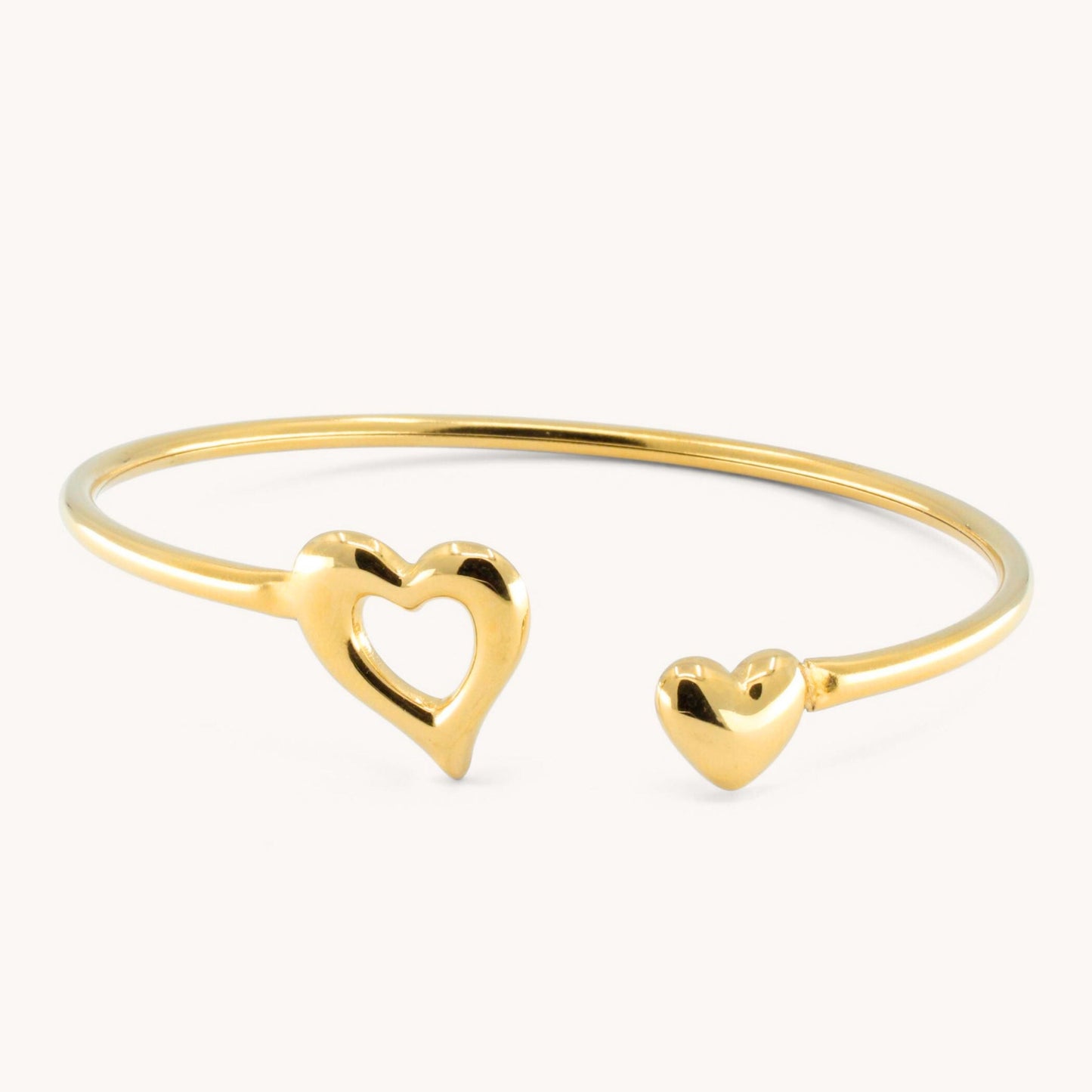 30B9012G - Open & Mini Heart Bangle in Gold