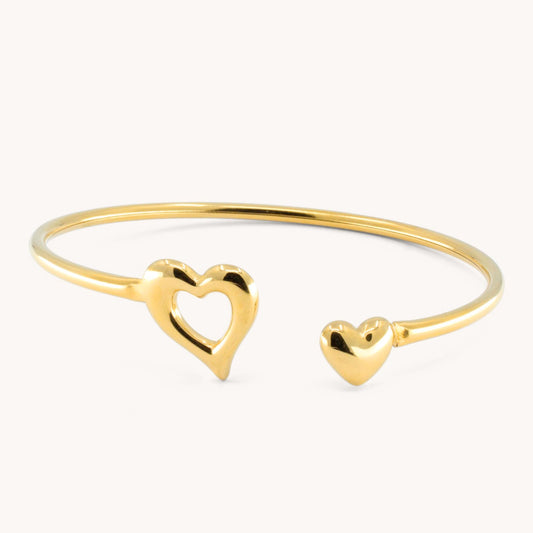 30B9012G - Open & Mini Heart Bangle in Gold