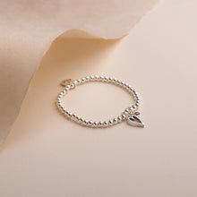 Load image into Gallery viewer, 30B2609 - Mini Open Heart &amp; Birthstone Beads Bracelet, Silver