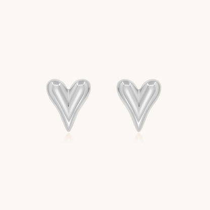 30E3307 - Celine Heart Stud Earrings, Silver