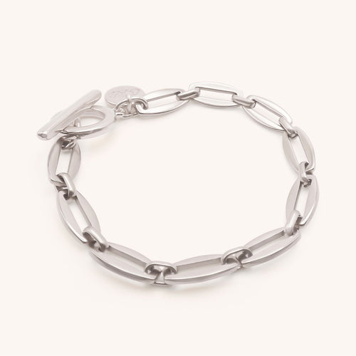 30B2847 - Long Link T-Bar Bracelet, Silver