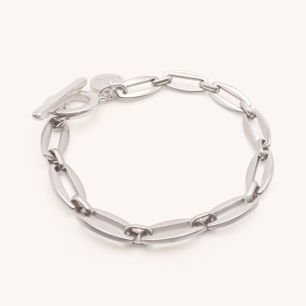 30B2847 - Long Link T-Bar Bracelet, Silver