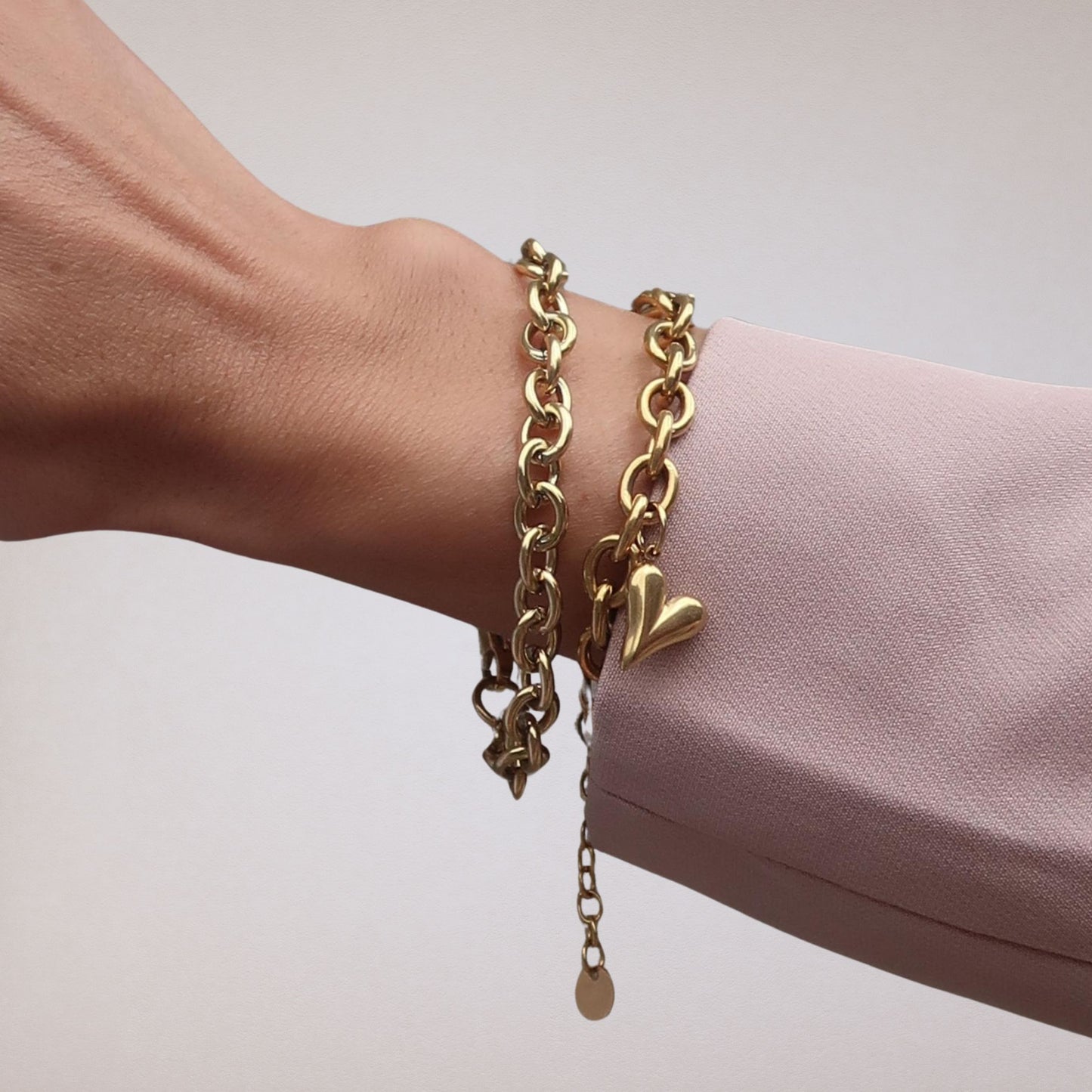 30B2226G - Celine Heart Chunky Bracelet, Gold