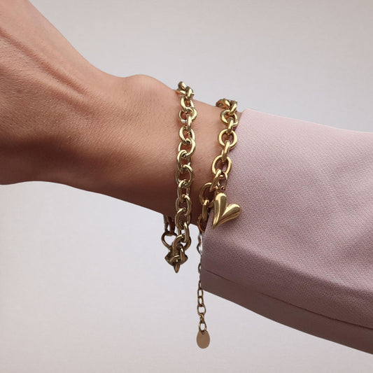 30B2226G - Celine Heart Chunky Bracelet, Gold