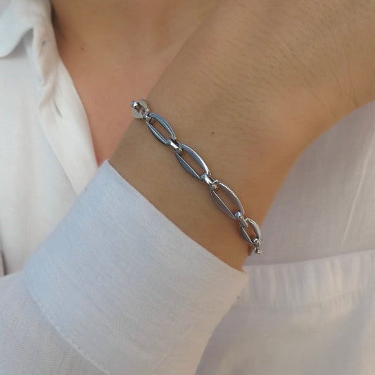 30B2834 - Long Link Bracelet, Silver