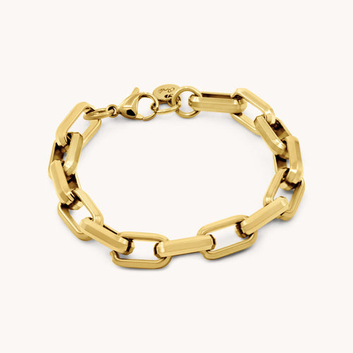 30B2300G - Square Link Bracelet, Gold