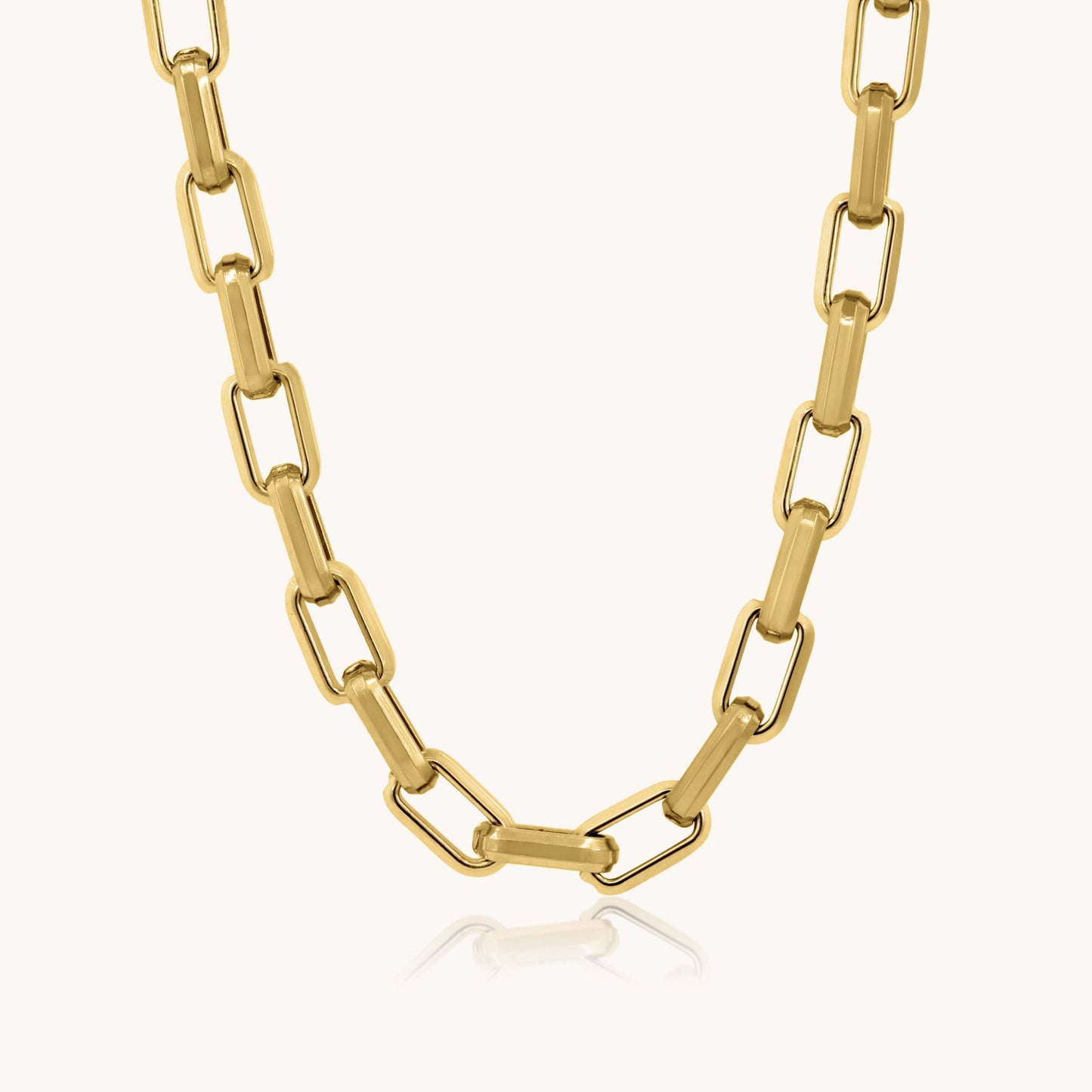 30N1300G - Square Link Necklace, Gold