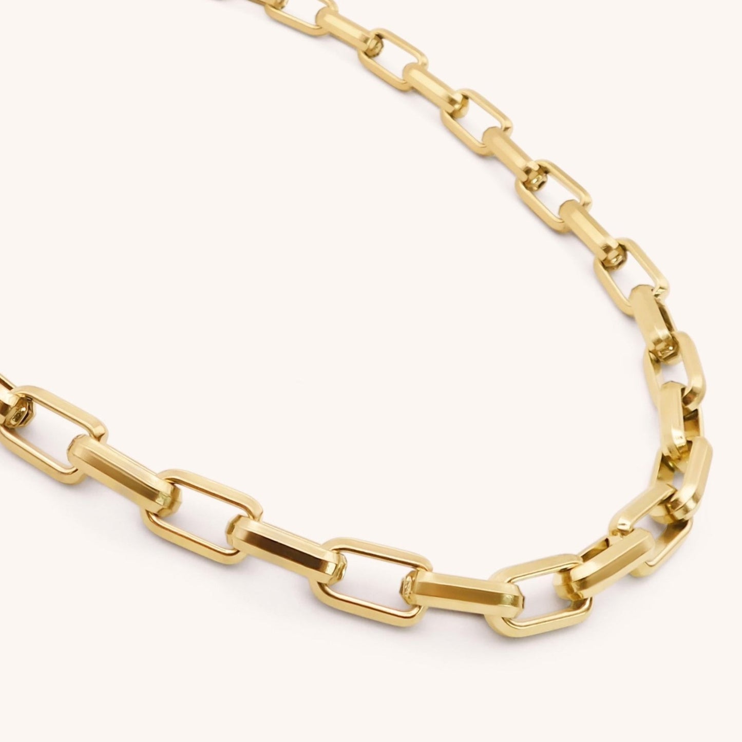 30N1300G - Square Link Necklace, Gold