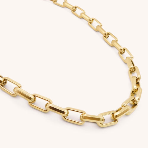 30N1300G - Square Link Necklace, Gold