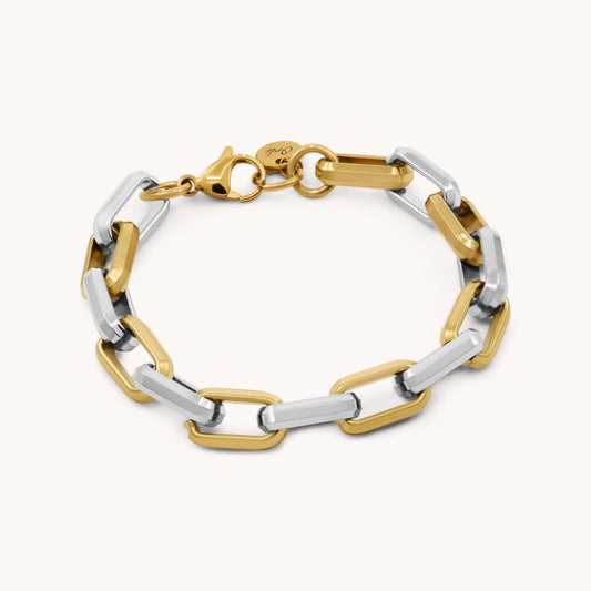 30B2300SG - Square Link Two Tone Bracelet
