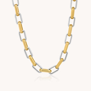 30N1300SG - Square Link Necklace, Two Tone