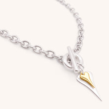 Load image into Gallery viewer, 30N1219SG - Hourglass Heart Chunky T-Bar Necklace, Silver &amp; Gold