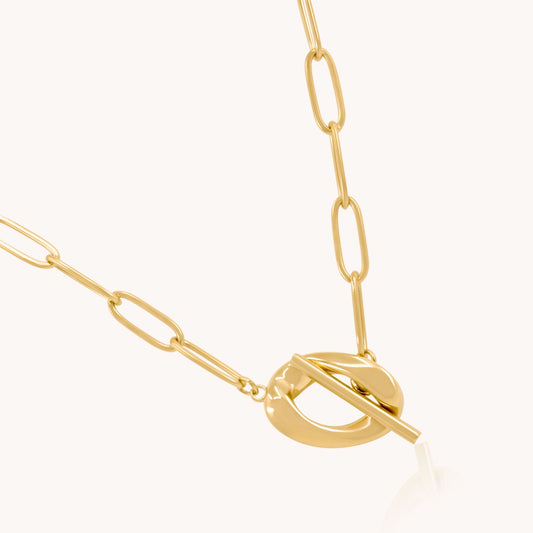 30N1821G - Twisted T-bar Necklace, Gold