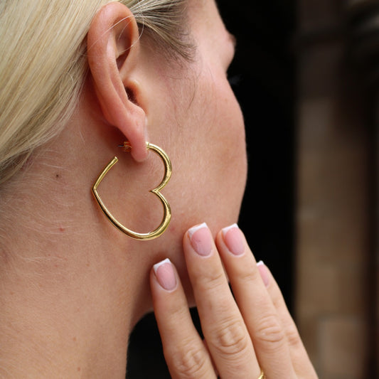 30E3353G - Heart Hoops, Gold