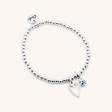 Load image into Gallery viewer, 30B2609 - Mini Open Heart &amp; Birthstone Beads Bracelet, Silver