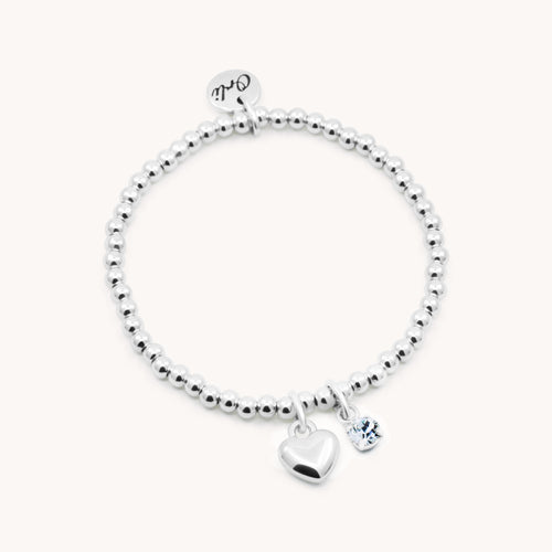 30B2703 - Puffed Heart & Birthstone Beads Bracelet