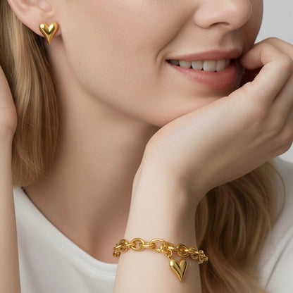 30B2226G - Celine Heart Chunky Bracelet, Gold