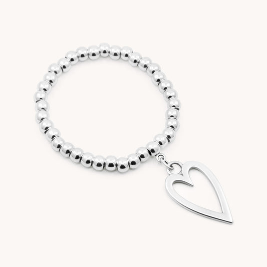 30B2942 - Open Heart Chunky Beads Bracelet
