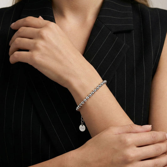 30B2041 - Classic Beaded Bracelet in Silver