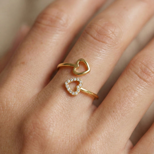 30R5172G - Halo Heart Ring, Gold