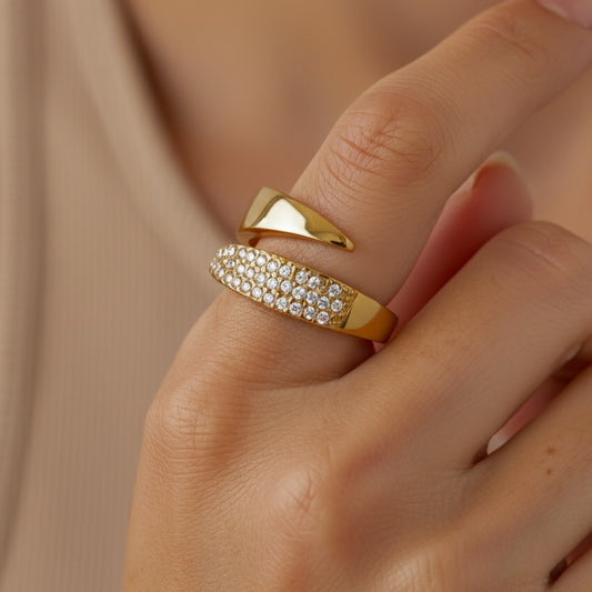 30R5162G - Elisie Crystal Wrap Ring, Gold