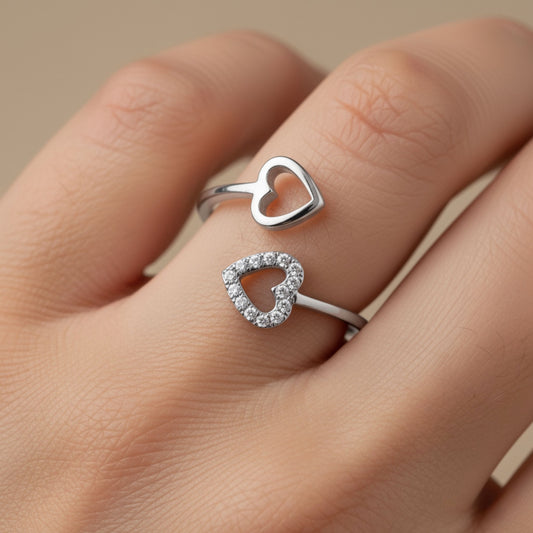 30R5172 - Halo Heart Ring, Silver
