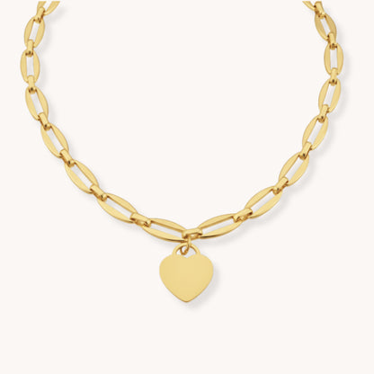 30N1868G - Classic Heart Long Link Necklace in Gold
