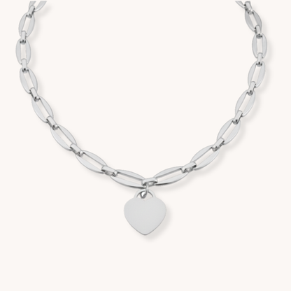 30N1868 - Classic Heart Long Link Necklace in Silver