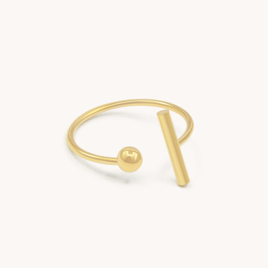 30R5168G - Bar & Ball Ring, Gold