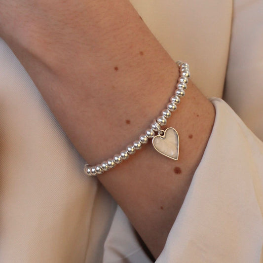30B2728 - Marble Heart Beads Bracelet
