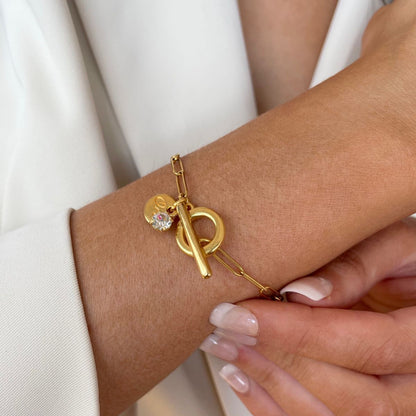 30B2850G - Gracie Birthstone T-bar Bracelet