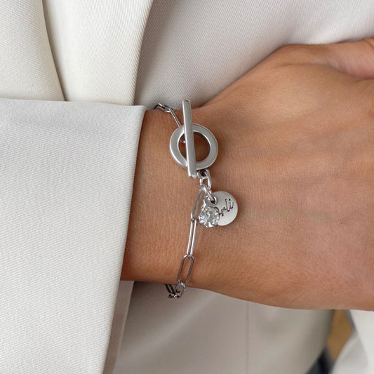 30B2850 - Gracie Birthstone T-bar Bracelet, Silver